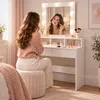 Kosmetický stolek Relaxdays s hollywoodským zrcadlem, Náhled obrázku produktu 2