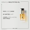 A product shot of Kérastase Elixir Ultime hair oil with marketing text highlighting its benefits. Podgląd zdjęcia produktu