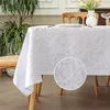 Weiße jacquardgewebte Tischdecke mit Prägung 140 × 240 cm – Produktbild-Vorschau 3