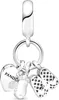 A silver charm with multiple pendants, including a heart, a baby bootie, and a baby shoe. Anteprima dell’immagine prodotto