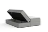 A grey storage bed with the lid open, showing the storage compartment inside. The bed is shown from a side-angle on a white background. Produktbild-Vorschau