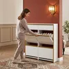 Schuhschrank mit 4 Klapptüren,100 x 24 x 99 cm, Weiß-Gold | Produktbild-Vorschau 1