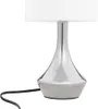 A close-up studio shot of a silver and white table lamp with a black cord. Náhľad obrázku produktu