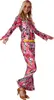 A woman wearing a colorful 1970s-style hippie costume. Produktbild-Vorschau