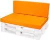 A white pallet sofa with orange seat and back cushions. Podgląd zdjęcia produktu