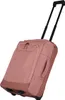 A pink rolling suitcase is shown against a white background. Voir les images du produit