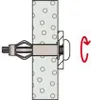 Diagram showing how to install a hollow wall anchor. Produktbild-Vorschau