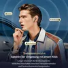A man wearing earbuds, with graphics indicating sound and touch controls. Produktbild-Vorschau