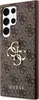 A close-up view of a brown phone case with a repeating Guess logo pattern and a prominent gold Guess logo in the center. Podgląd zdjęcia produktu