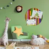 Design Stahlmagnettafel Schwarz Rund 47cm Holz Collage Bunt Produktbild-Vorschau 3
