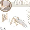 A collage of images showing a wooden indoor climbing structure with a slide, along with diagrams and icons. Anteprima dell’immagine prodotto