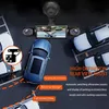 A marketing image showing a car dashcam with its rear camera and screen display, illustrating parking assistance features. Produktbild-Vorschau