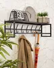 Wandregal mit Hakenleiste 21x80x23 cm Metall schwarz Loft Produktbild-Vorschau 6