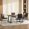 A dining set with a wooden table and four gray chairs in a room with modern decor. Podgląd zdjęcia produktu