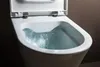 A close-up view of a toilet bowl with water flushing. Produktbild-Vorschau