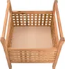 A wooden storage bench with a slatted design and a tan cushion or insert. Náhľad obrázku produktu