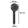 A black shower head with dimensions indicated by measurement lines and text. Produktbild-Vorschau