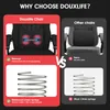 A comparison image showing features of a Douxlife chair versus other chairs. Podgląd zdjęcia produktu