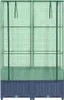 A tall, narrow greenhouse with a woven-look base. Produktbild-Vorschau
