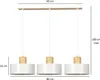 A diagram showing the dimensions of a three-light pendant lamp. Náhľad obrázku produktu