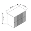 A 3D isometric line drawing of a white vanity cabinet with fluted fronts and dimensions indicated. Náhled obrázku produktu