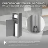 A bathroom storage unit with toilet paper rolls and a toilet brush holder, presented with marketing text. Produktbild-Vorschau