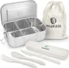 Edelstahl Brotdose ecoFair 800ml Lunchbox mit Besteck Set Produktbild-Vorschau 1