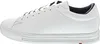 Side view of a white leather sneaker. Voir les images du produit