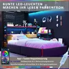 Gaming Bettgestell mit LED, USB, 3 Schubladen, Schwarz, Produktbild-Vorschau 3