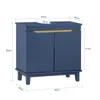 A diagram showing the dimensions of a blue bathroom cabinet. Produktbild-Vorschau