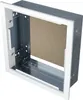 A white and gray recessed telecommunications housing with a brown backing. Anteprima dell’immagine prodotto