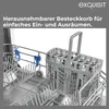 Close-up of the interior of a dishwasher with a removable cutlery basket. Produktbild-Vorschau