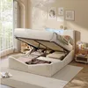 UnboxG Bekledingsbed 140x200 cm Beige Fluweel – Hydraulisch Productafbeelding-voorbeeld 1