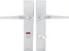 A pair of white door handles with a red indicator on one of them. Produktbild-Vorschau