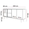 A diagram showing the dimensions of a sideboard. Produktbild-Vorschau