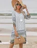 ASKSA Damen Bohemian Tunika Kleid Strandkleid Sommerkleider Produktbild-Vorschau 4