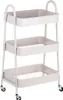 Beiges 3-stöckiges Metallregal auf Rädern 44x31,5x78,5 cm Produktbild-Vorschau 3
