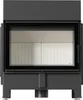 A front view of a modern black fireplace insert with a glass door. Produktbild-Vorschau