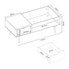 Technical drawing of a couch table with dimensions and a separate drawer. Produktbild-Vorschau
