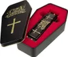 A black coffin-shaped tin box with a gold Ozzy Osbourne logo and a gold cross, open to reveal a black harmonica with gold accents and a gold Ozzy Osbourne logo, nestled in red velvet lining. Voir les images du produit