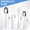 A size chart showing different cutlery items with their dimensions. Produktbild-Vorschau