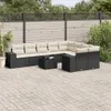 vidaXL 10-tlg. Garten-Sofagarnitur mit Kissen Schwarz Poly Produktbild-Vorschau 2