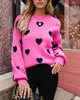 ASKSA Pulls Femme Col rond Cœur Graphique Pulls Tricotés Voir les images du produit 2