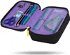An open pencil case with various stationery items inside, laid out on a white background. Podgląd zdjęcia produktu