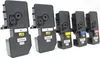 A row of five toner cartridges for a printer, arranged diagonally against a white background. Produktbild-Vorschau