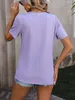 ASKSA T-shirt femme col rond été manches courtes élégant Voir les images du produit 3