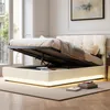 ProximaX Polsterbett 140x190 cm aus Samt in Beige mit LED & Produktbild-Vorschau 5
