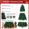 Instructions for assembling a Christmas tree, showing different stages of assembly and a decorated tree. Podgląd zdjęcia produktu