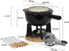 A fondue set with dimensions labeled. Podgląd zdjęcia produktu