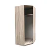 A corner wardrobe with a wood-grain finish and an open interior. Voir les images du produit